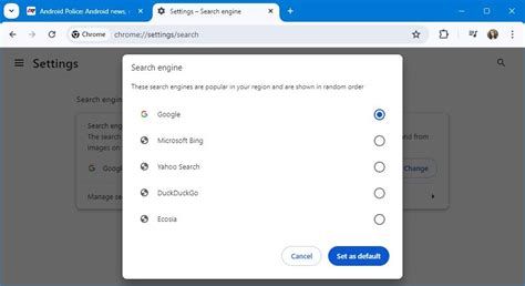 Change Default Search Engine in Chrome