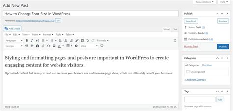 Change Font Size In A Specific WordPress Post/Page
