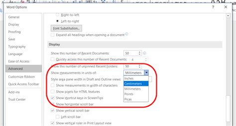 Change Measurement Units in Word