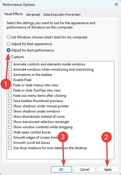 Change Performance Settings