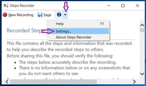 Change Steps Recorder Settings