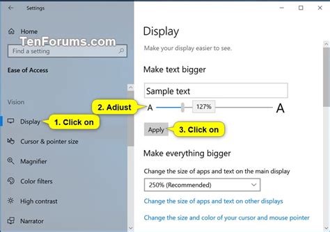 Change Text Size in Windows 10