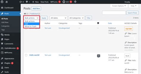 Change The Author In WordPress For Multiple Posts In Bulk