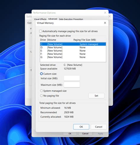 Change The Virtual Memory Size in Windows 11