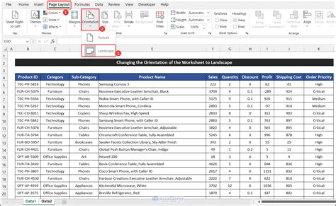 Change The Worksheet Orientation To Landscape