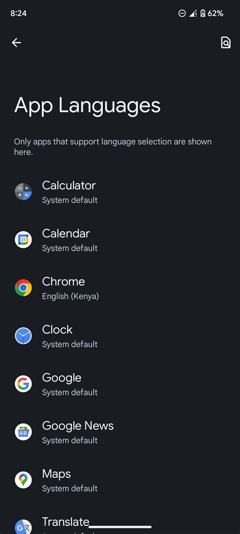 Change languages for individual apps