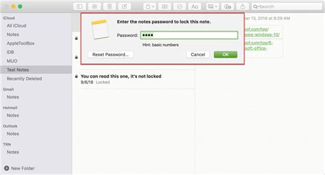 Change your Notes password on Mac