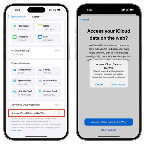 Changes after turning on iCloud Advanced Data Protection