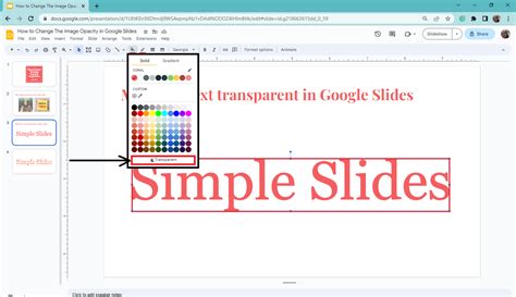 Changing Text Opacity in Google Slides