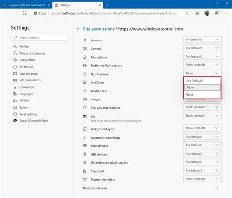 Changing site permissions