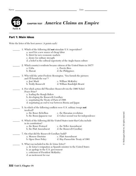 Unlock The Answers To Chapter 10 America Claims An Empire Worksheet