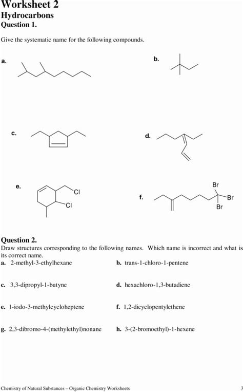 Organic Chemistry Worksheet Carbohydrates Atoms