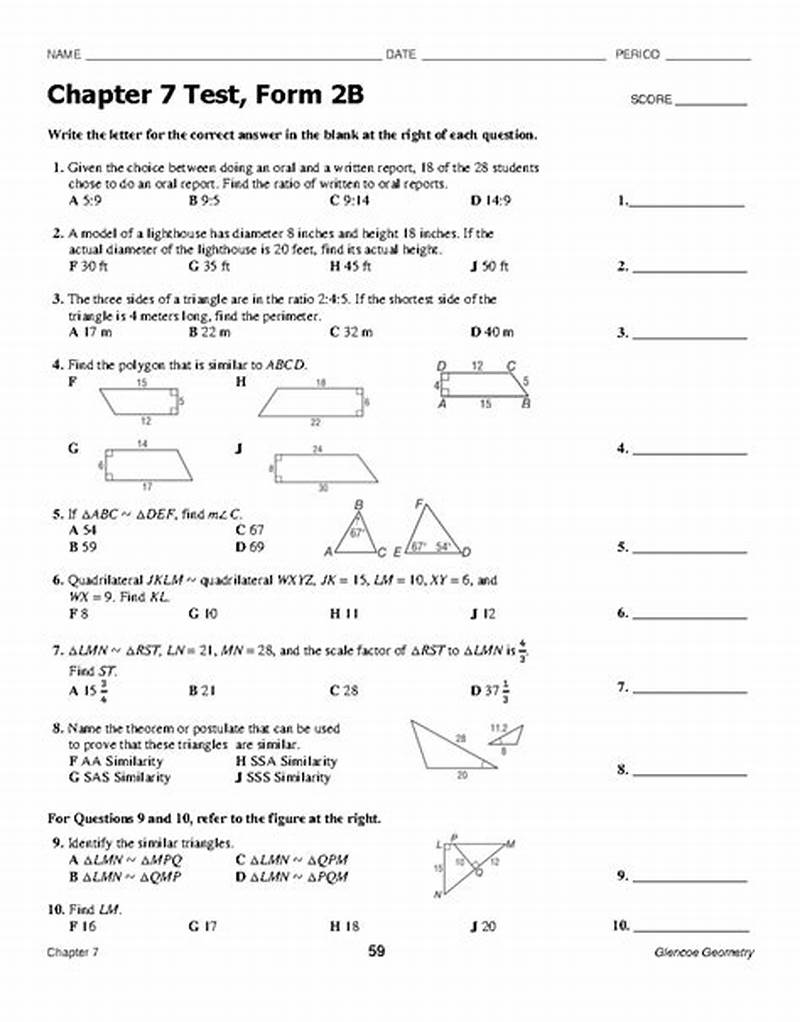 Chapter 7 Test Form 2d Answer Key
