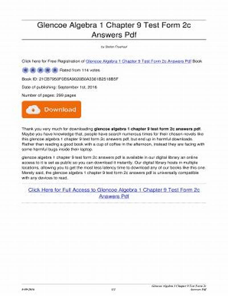 Chapter 9 Test Form 2c Answer Key