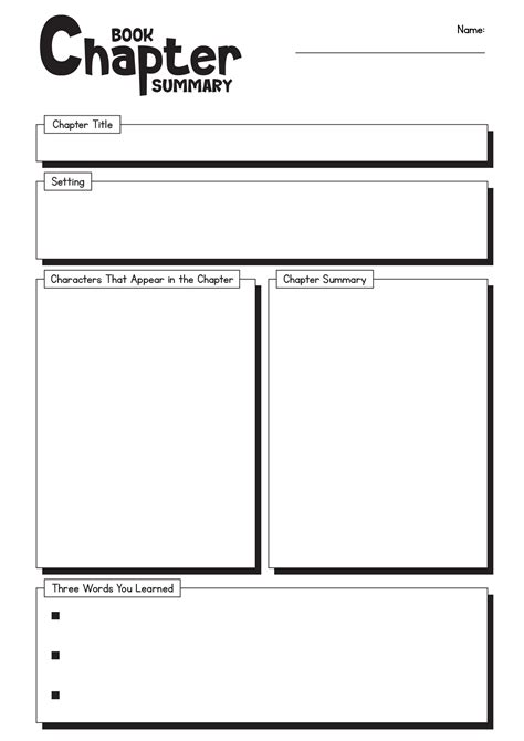 Chapter Summary Worksheet