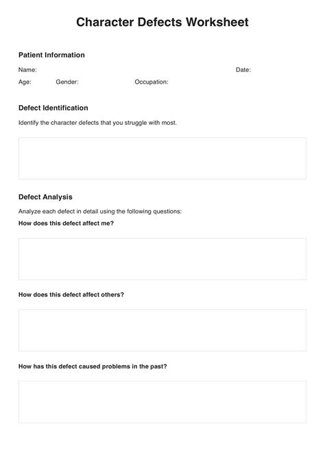 Character Defects Worksheet Printable Printable Worksheets and