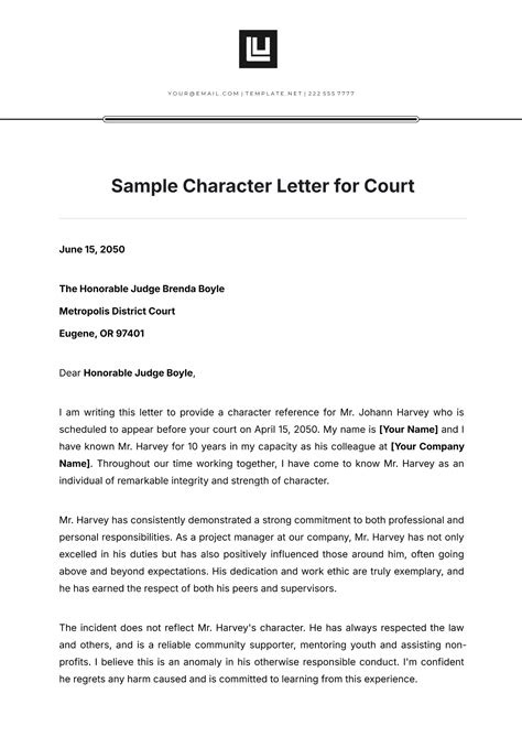 Character Letter Templates For Court