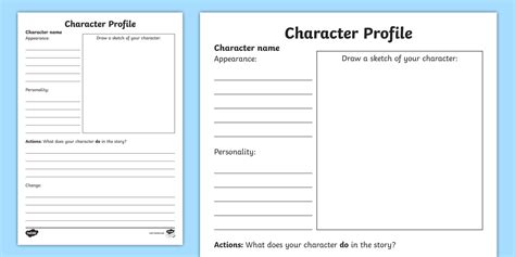 Character Profile Template Year 1