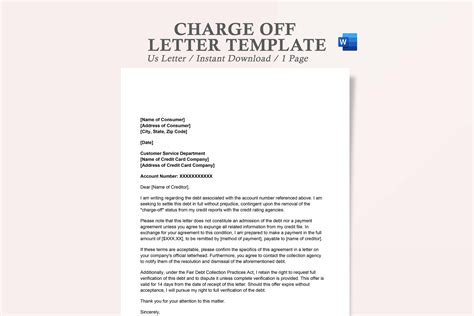 Charge Off Dispute Letter Template