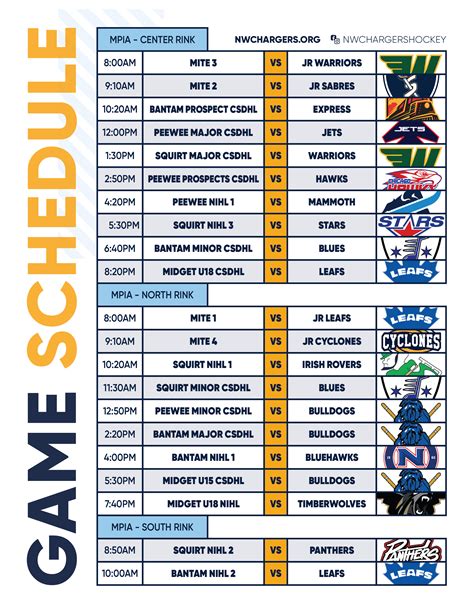 Charger 2015 Schedule