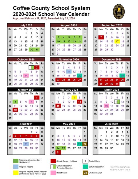 Printable School Year Calendar 2020 21 Calendar Templates