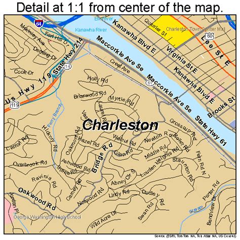 Charleston Map Vector Exact City Plan West Virginia detailed Street Map