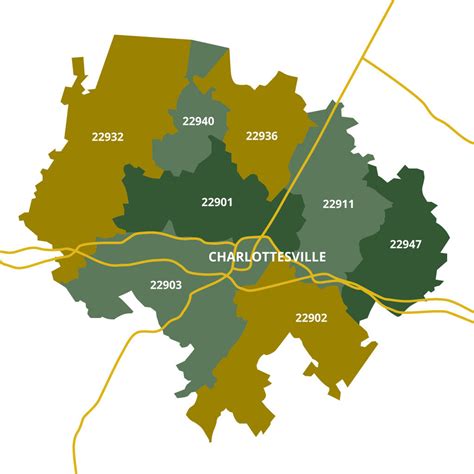 Charlottesville City Zip Code Map, Virginia Charlottesville City