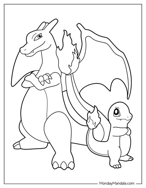 Charmander Charmeleon Charizard Coloring Page
