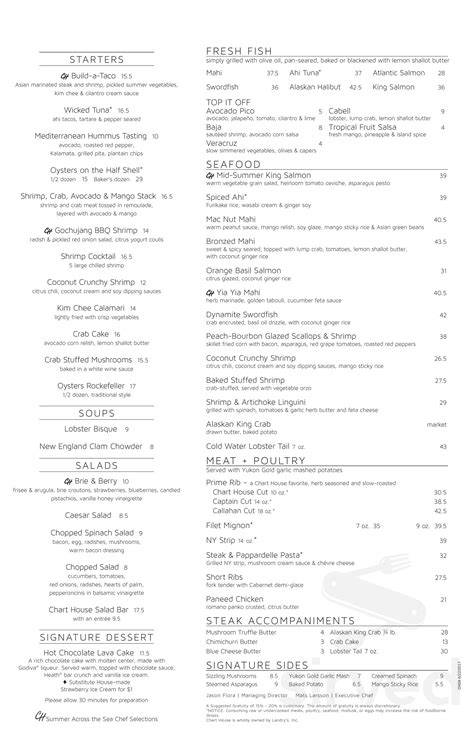 Chart House Menu Melbourne Fl