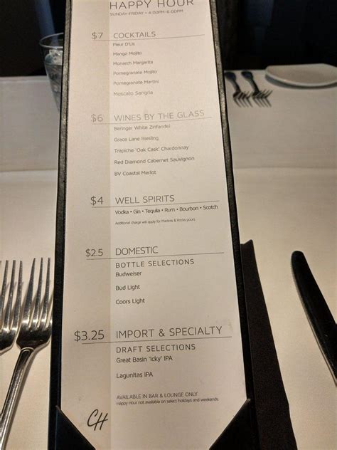 Chart House Stateline Menu