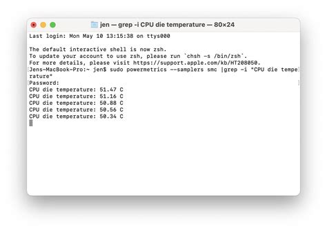 Check CPU Temperature in Mac Using Terminal