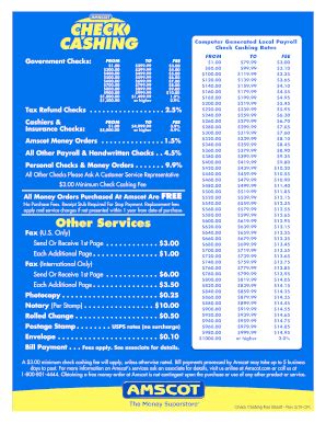 Check Cashing Fees Chart