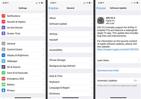 Check iOS version using settings on iPhone