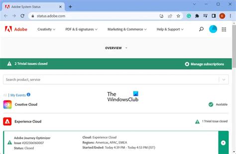 Check the Adobe System Status