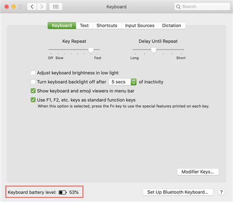 Check the Battery level of Bluetooth Keyboard and Mouse in System Preferences