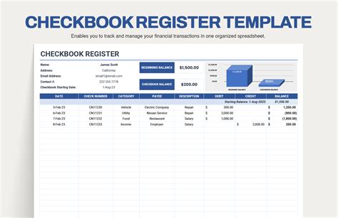 Checkbook Template Google Sheets
