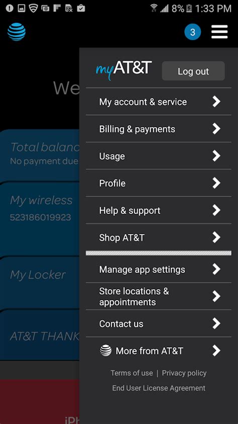 Checking Via the MyAT&T Mobile App