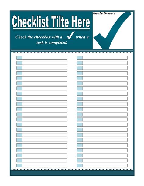 Checklist Sheet Template
