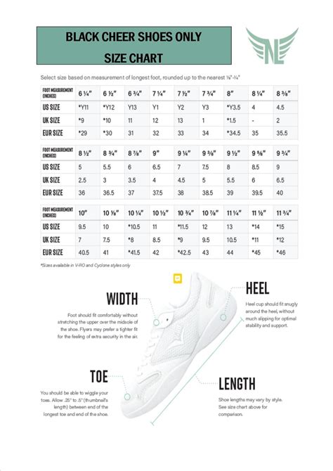 Cheer Shoe Size Chart