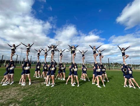 Group of cheerleaders laughing together