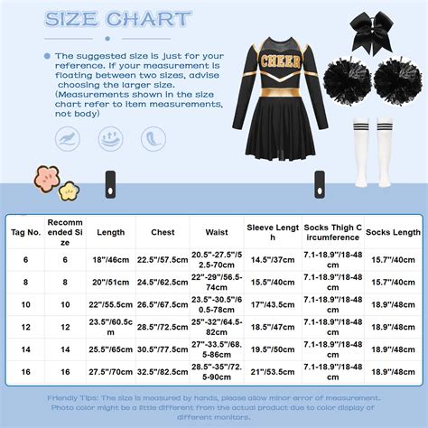 Cheerleading Shirts Size Chart