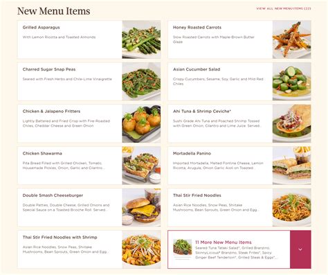 Cheese Cake Factory Menu