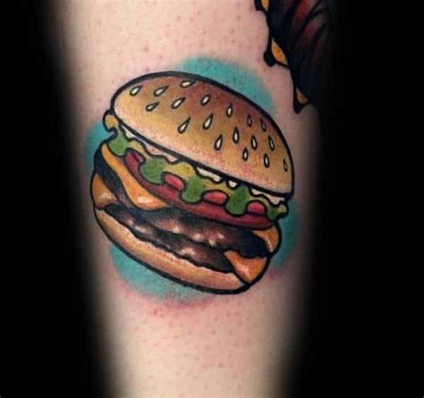 40 Cheeseburger Tattoo Designs For Men Food Ink Ideas