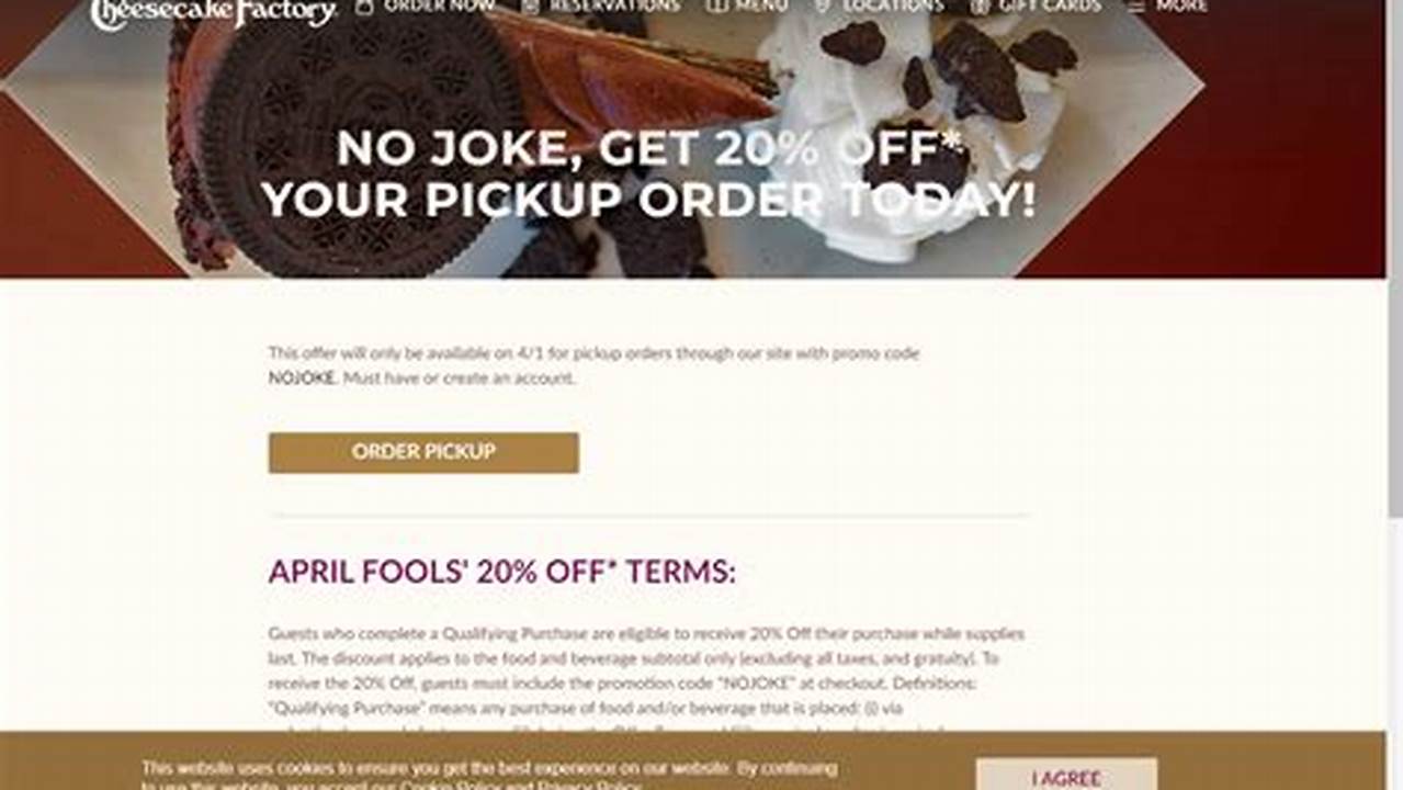 Cheesecake Factory Promo Code 2024