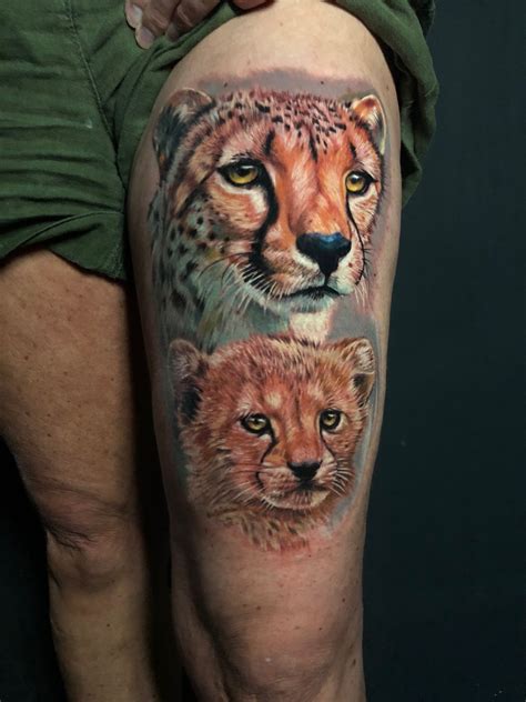 cheetah on face tattoo