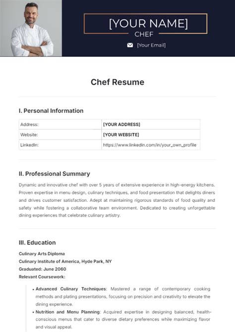 Chef Resume Template Word