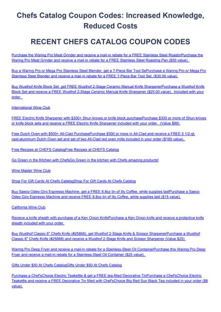 Chefs Catalog Coupon