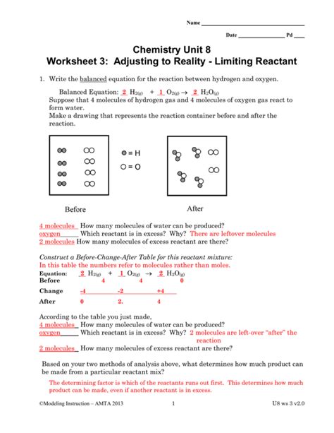 Chemistry Unit 4 Worksheet 2