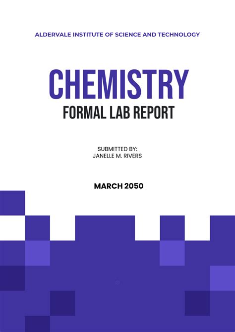 Chemistry Lab Report Cover Page Template