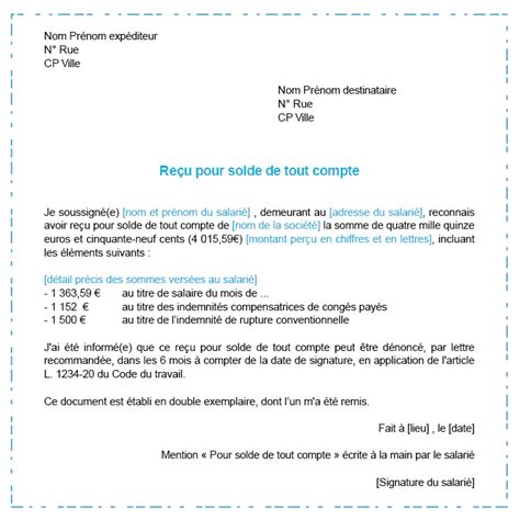 Cheque de Solde Tout Compte